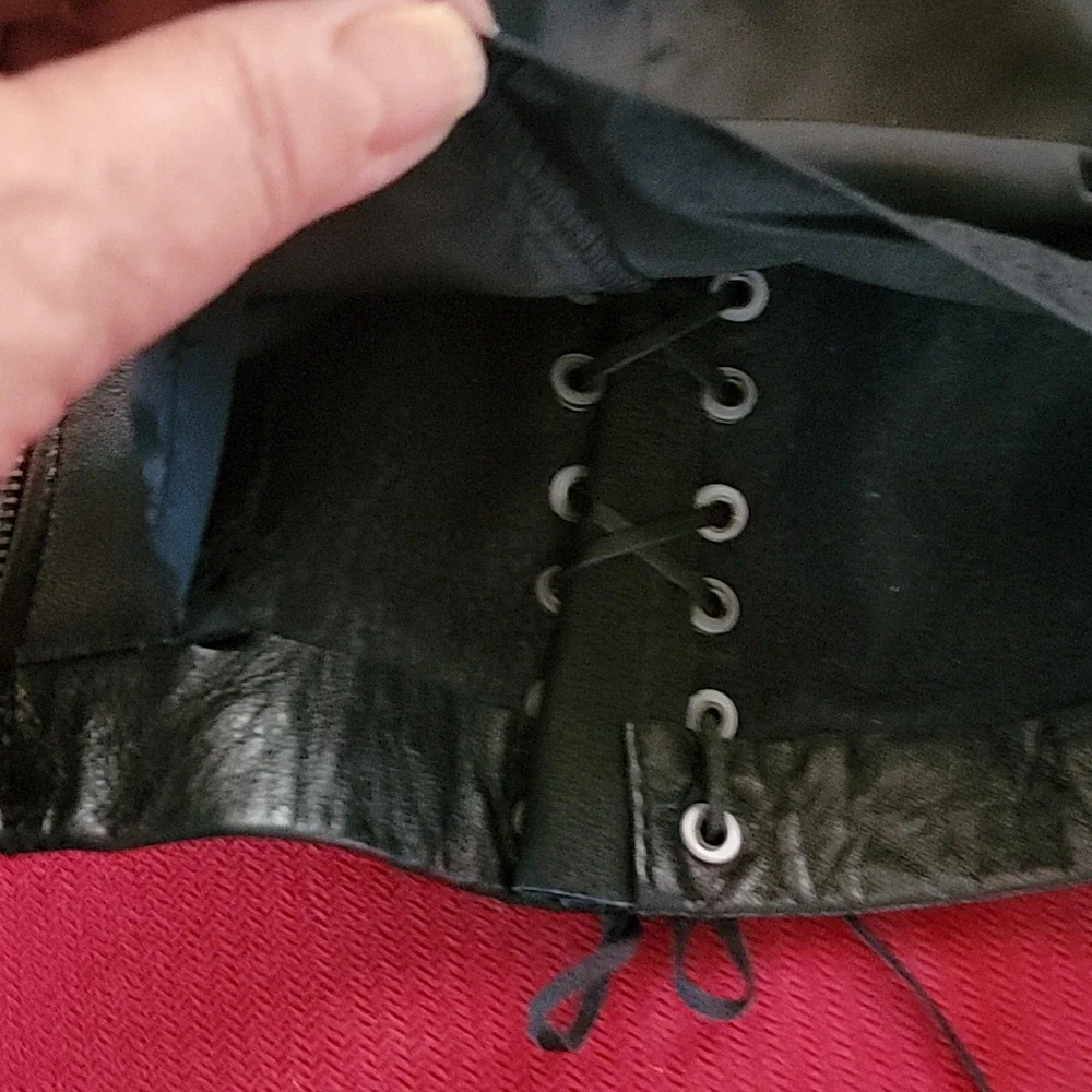 Leather & Wool Blend Knit Bikercore Moto Jacket Black size L - Picture 8 of 14